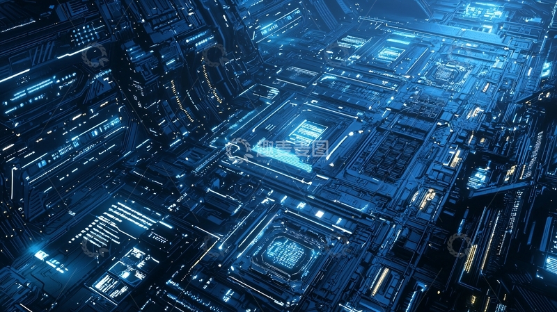高清大图下载【趣麦麦图】蓝色科技感电路板