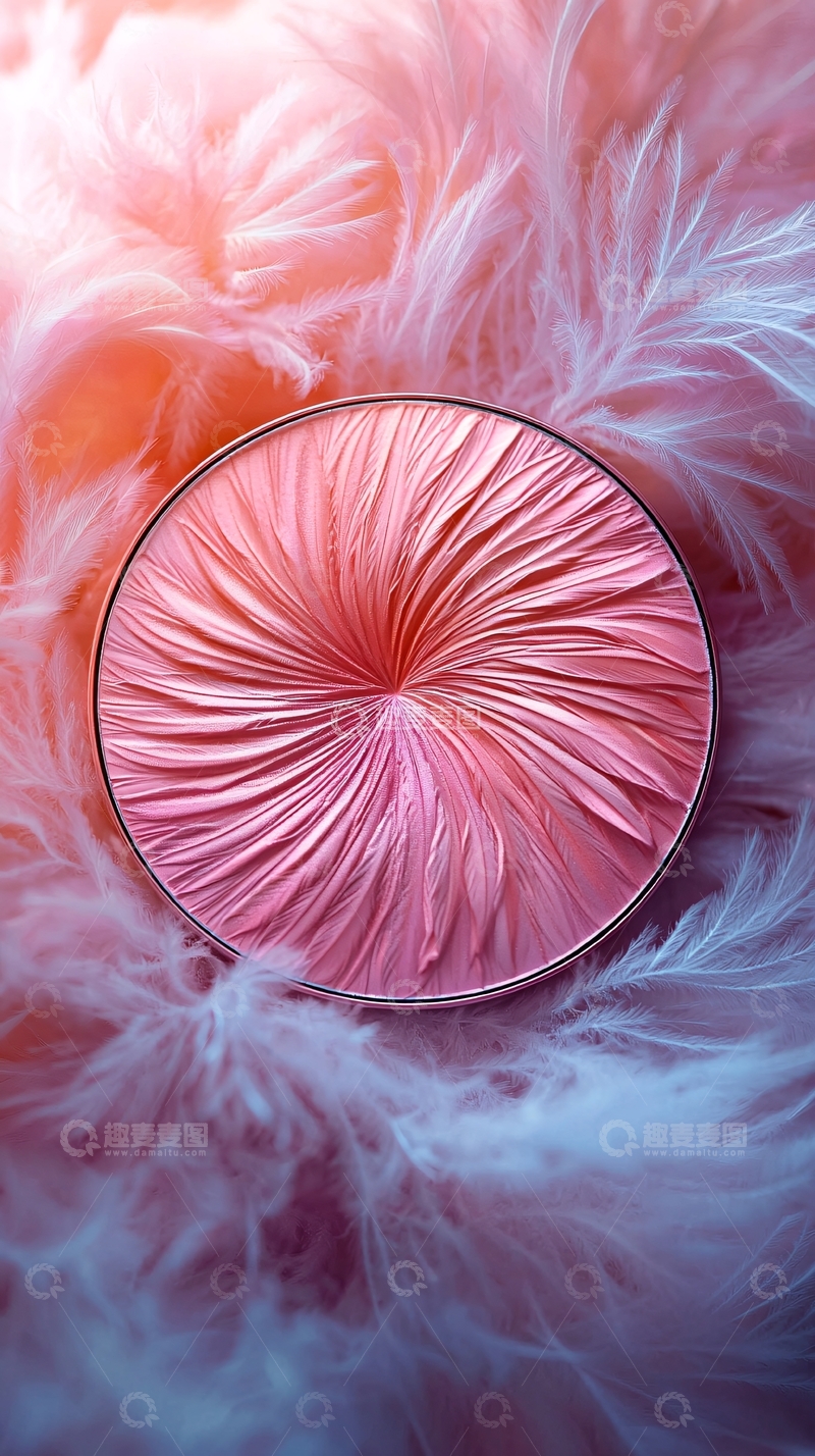 高清大图下载【趣麦麦图】粉色羽毛圆形抽象艺术