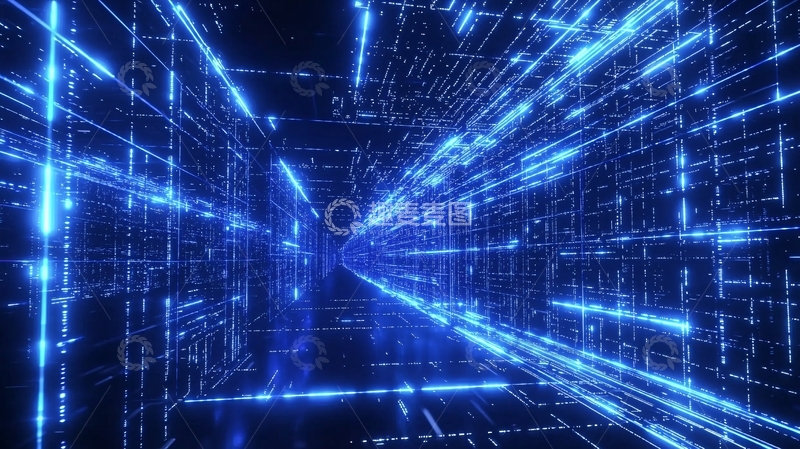 高清大图下载【趣麦麦图】蓝色数据流隧道