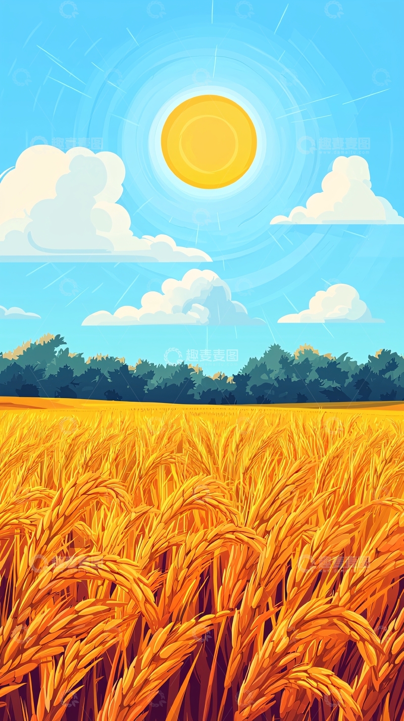 高清大图下载【趣麦麦图】金黄麦田阳光明媚