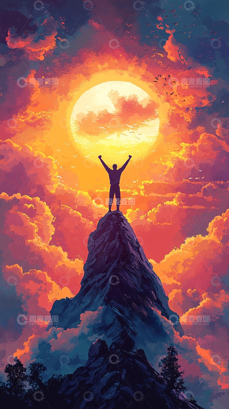 高清大图下载【趣麦麦图】山顶巨人
