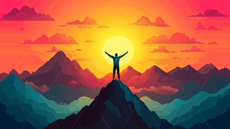 日出山峰成功人士