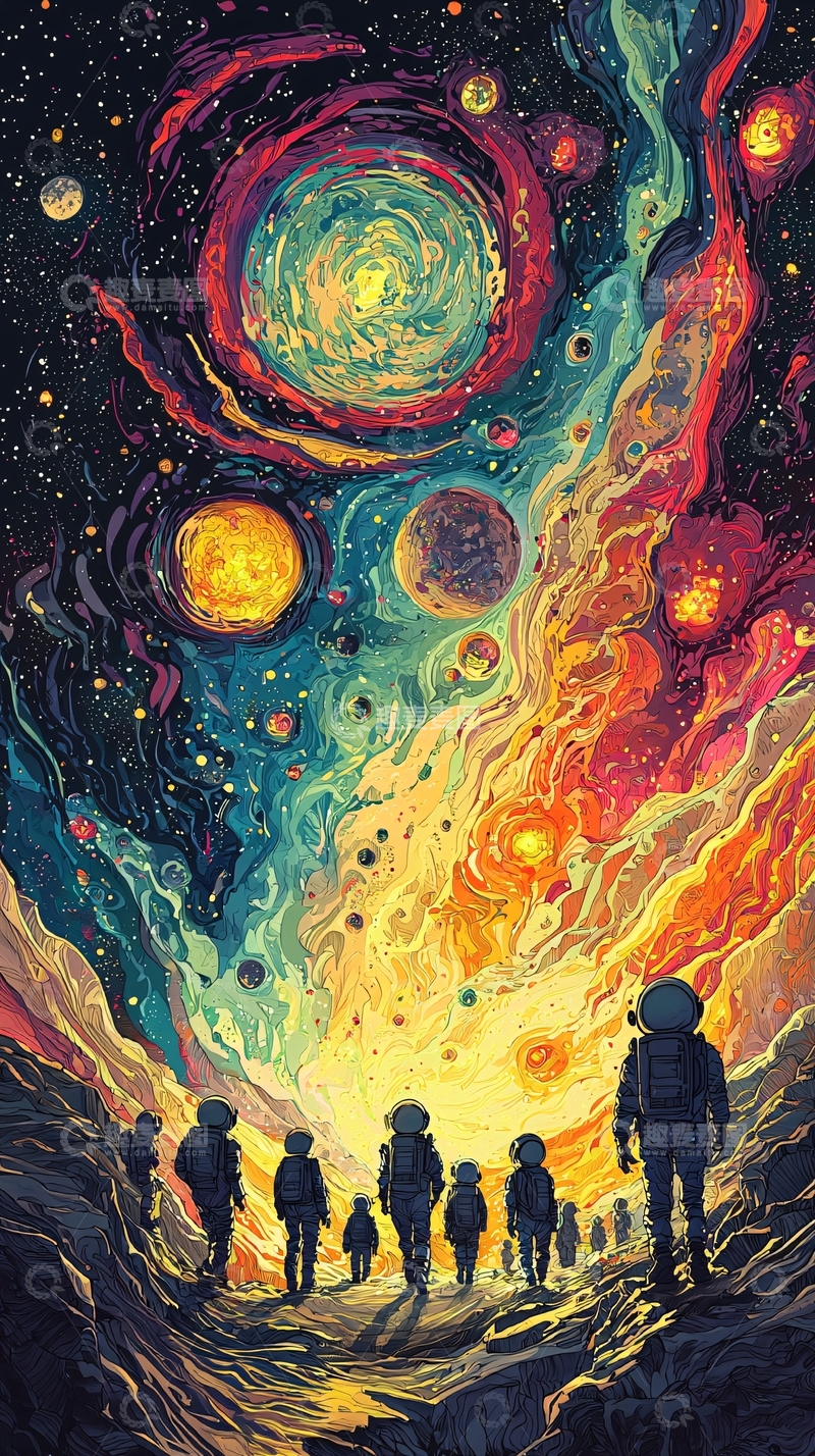 高清大图下载【趣麦麦图】宇宙星空下的旅程