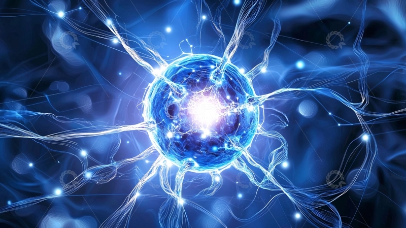 高清大图下载【趣麦麦图】蓝色发光的神经元细胞
