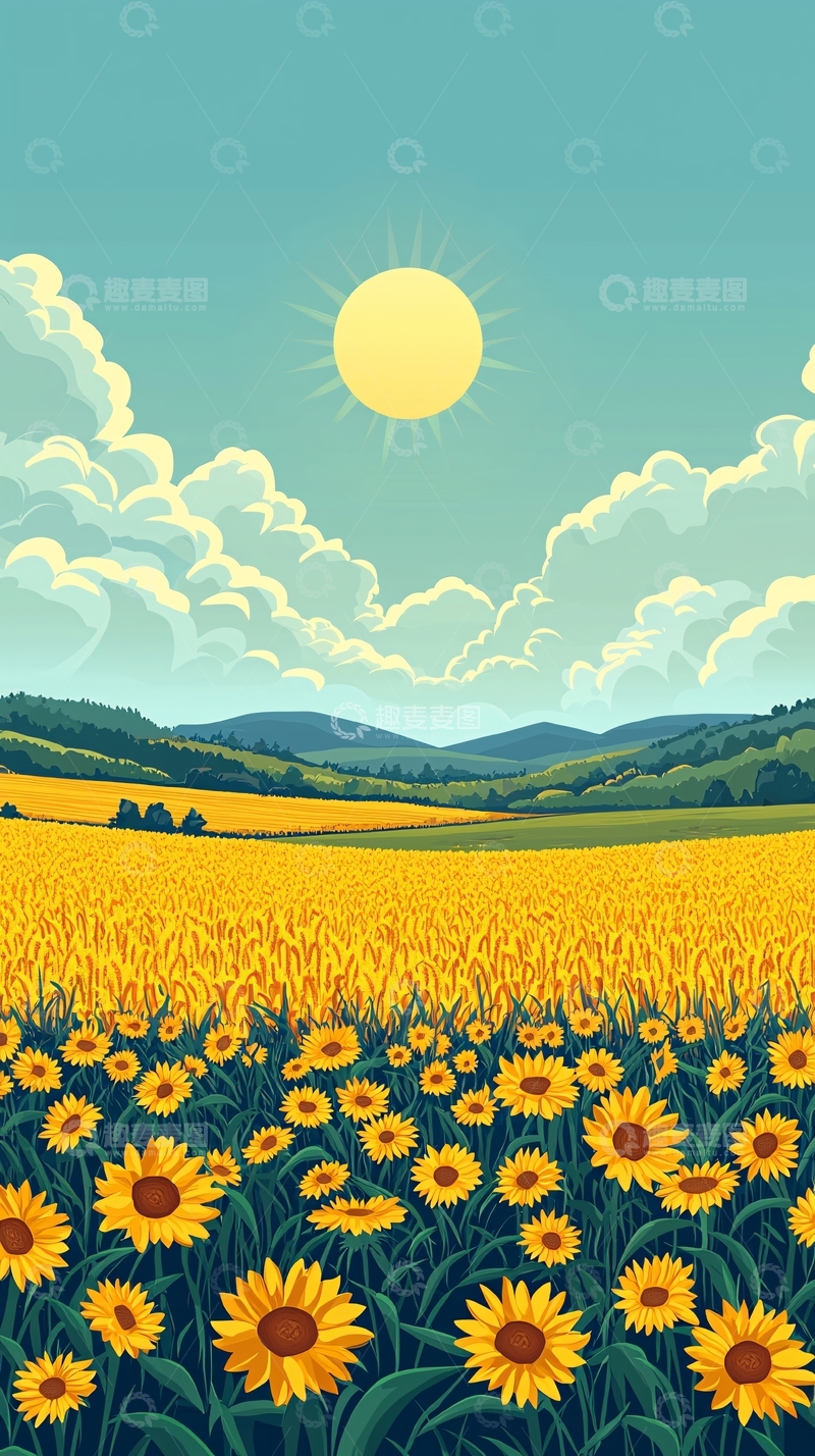 高清大图下载【趣麦麦图】向日葵田园风景