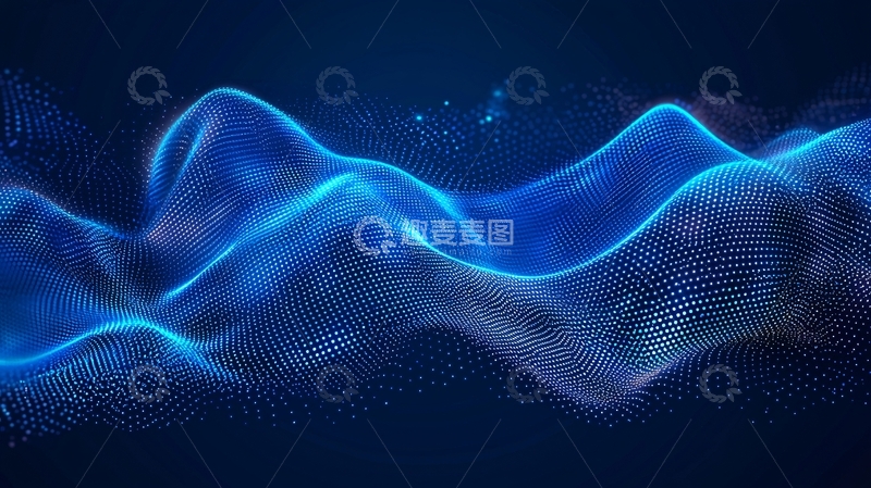 高清大图下载【趣麦麦图】蓝色科技感波浪数据流