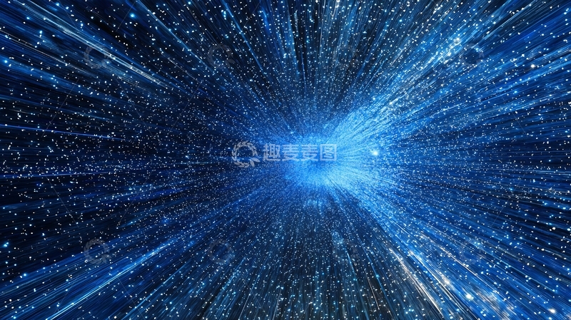 高清大图下载【趣麦麦图】蓝色光线数据流隧道