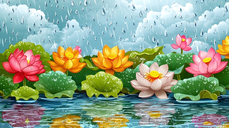 高清大图下载【趣麦麦图】雨中荷花