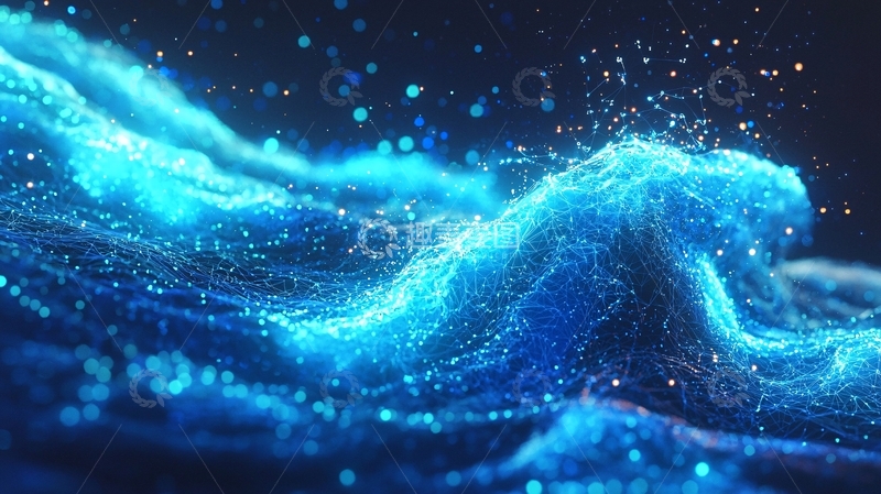 高清大图下载【趣麦麦图】蓝色粒子波浪32