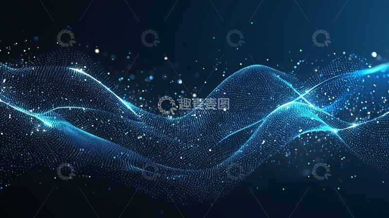 高清大图下载【趣麦麦图】蓝色粒子波浪34