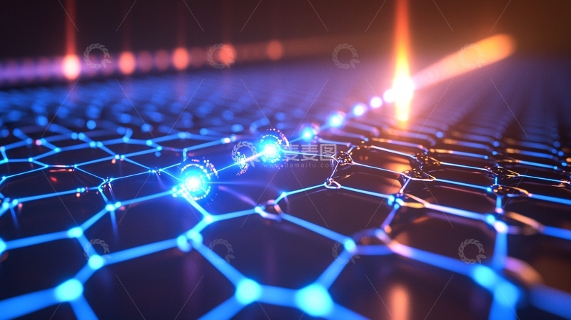 高清大图下载【趣麦麦图】蓝色蜂窝状网络结构