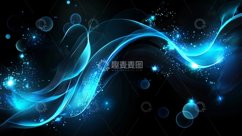 高清大图下载【趣麦麦图】蓝色光线能量波纹