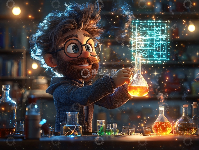 高清大图下载【趣麦麦图】卡通科学家