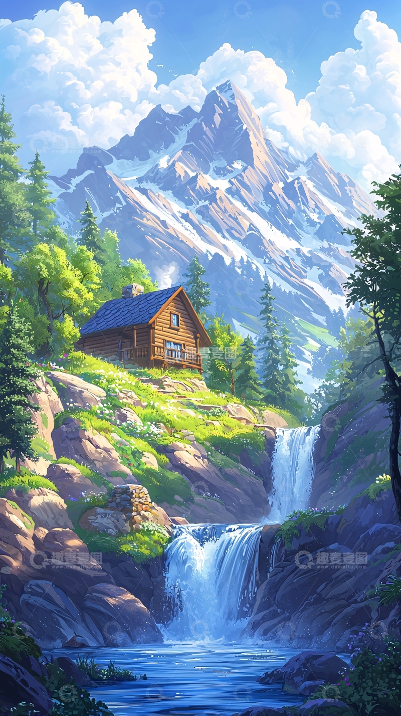 高清大图下载【趣麦麦图】山间小屋