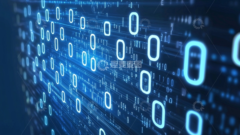 高清大图下载【趣麦麦图】蓝色背景的二进制代码流