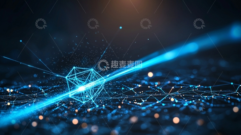 高清大图下载【趣麦麦图】蓝色科技感线条光束