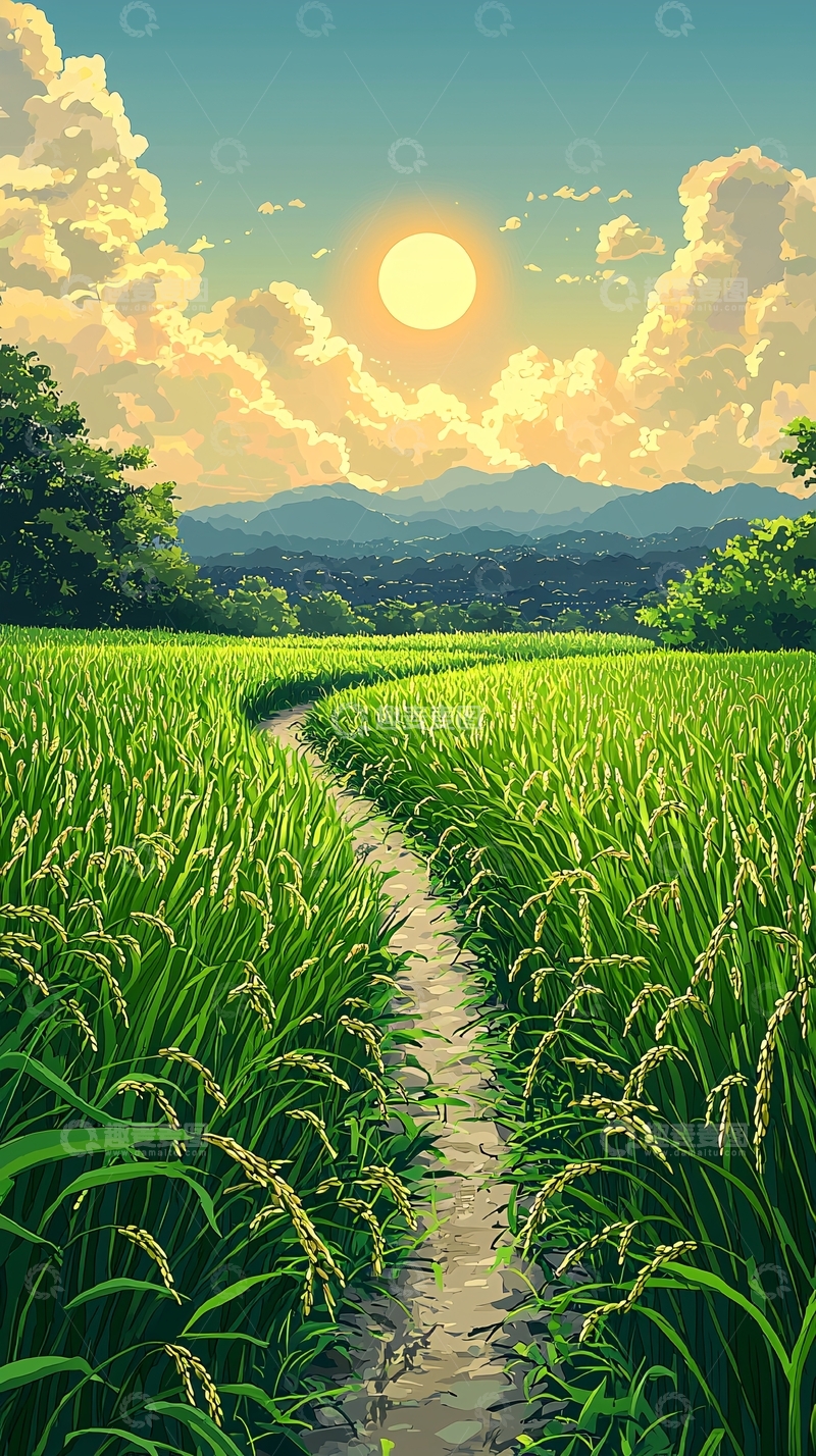 高清大图下载【趣麦麦图】田野小路阳光明媚