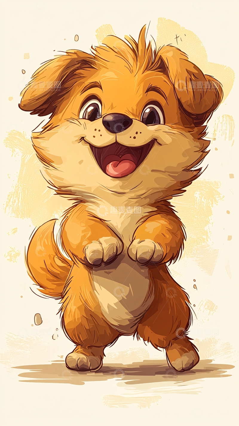 高清大图下载【趣麦麦图】卡通小狗欢乐站立