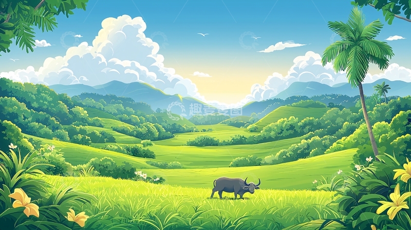 高清大图下载【趣麦麦图】绿色山谷田野风景