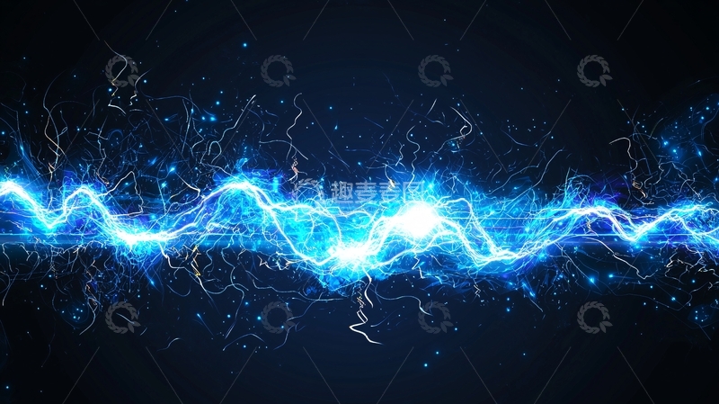高清大图下载【趣麦麦图】蓝色能量闪电