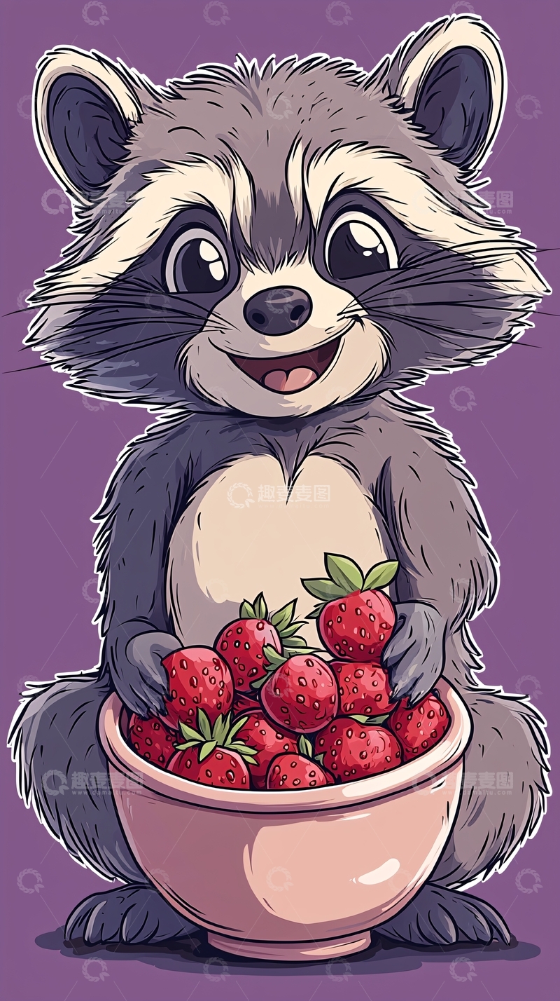 高清大图下载【趣麦麦图】卡通浣熊
