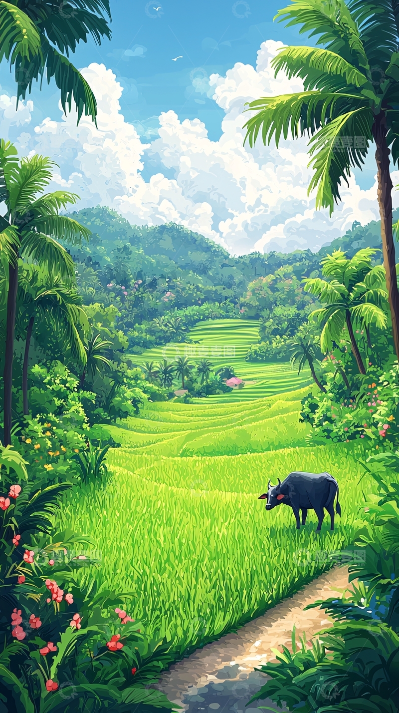 高清大图下载【趣麦麦图】热带稻田风光