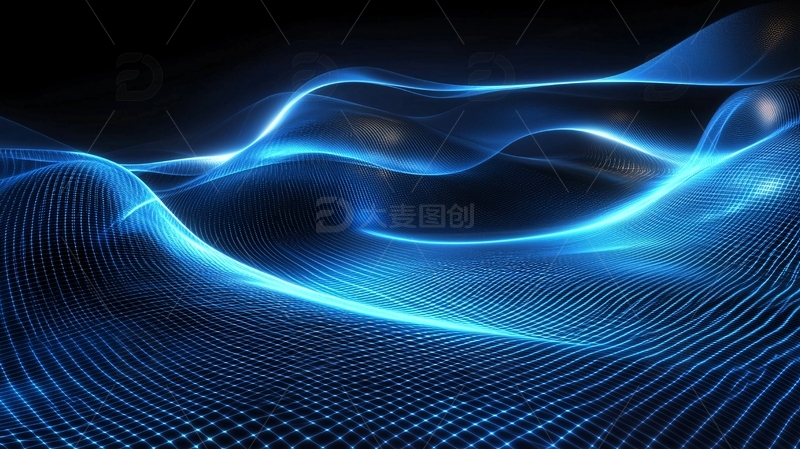 高清大图下载【趣麦麦图】蓝色光波背景