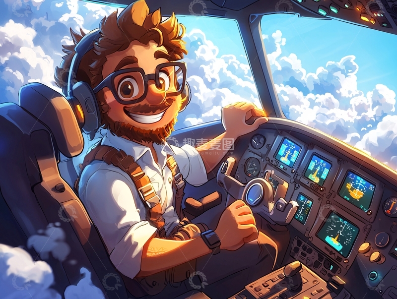 高清大图下载【趣麦麦图】阳光下的飞行员