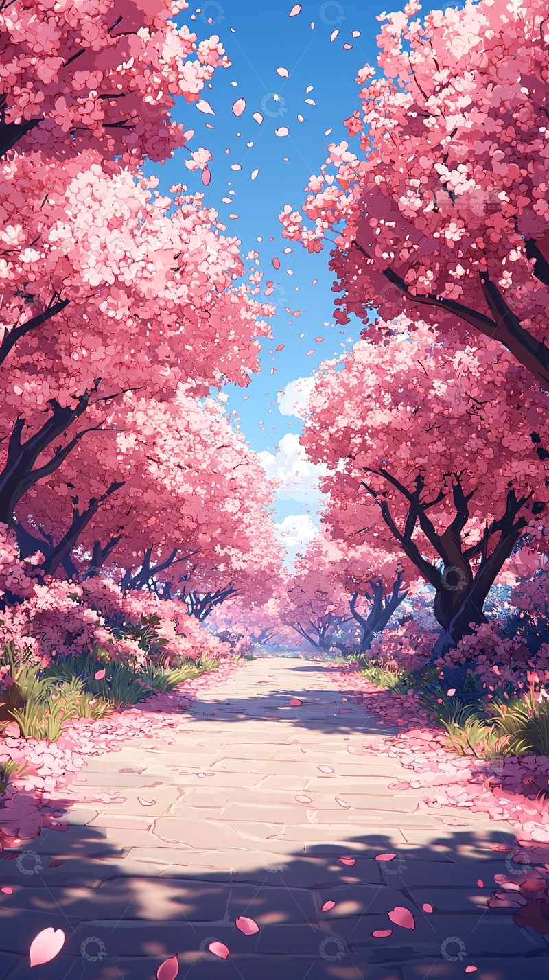 高清大图下载【趣麦麦图】樱花盛开的浪漫道路