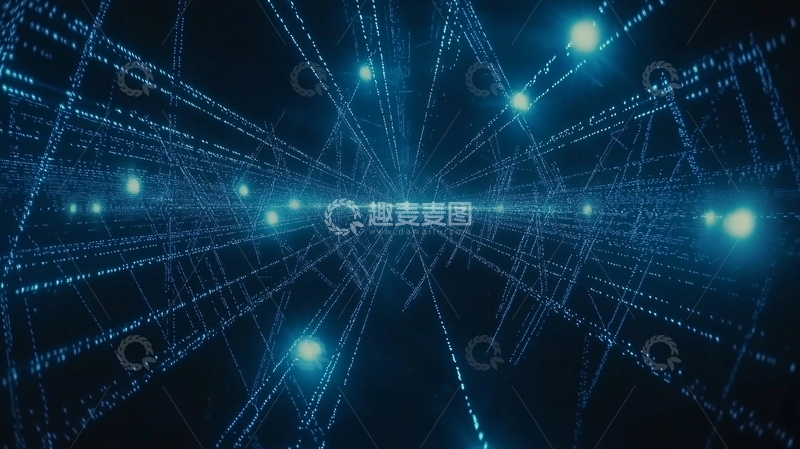 高清大图下载【趣麦麦图】蓝色科技感数据流