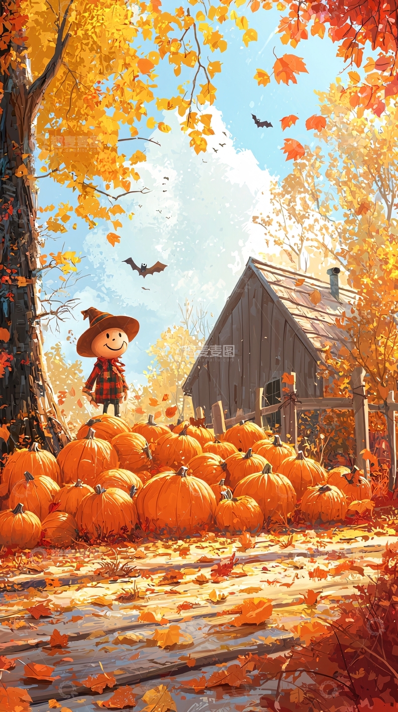 高清大图下载【趣麦麦图】秋日南瓜丰收场景