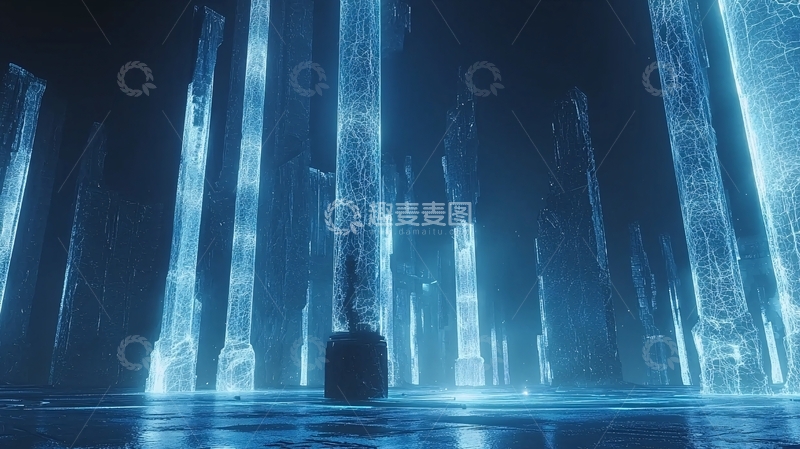 高清大图下载【趣麦麦图】蓝色发光柱体