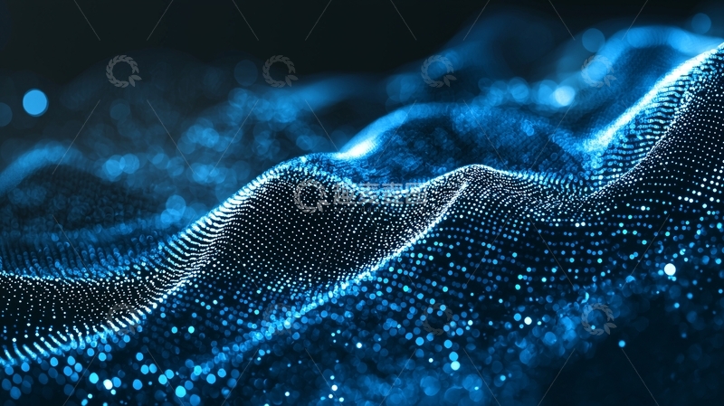 高清大图下载【趣麦麦图】蓝色粒子波浪36