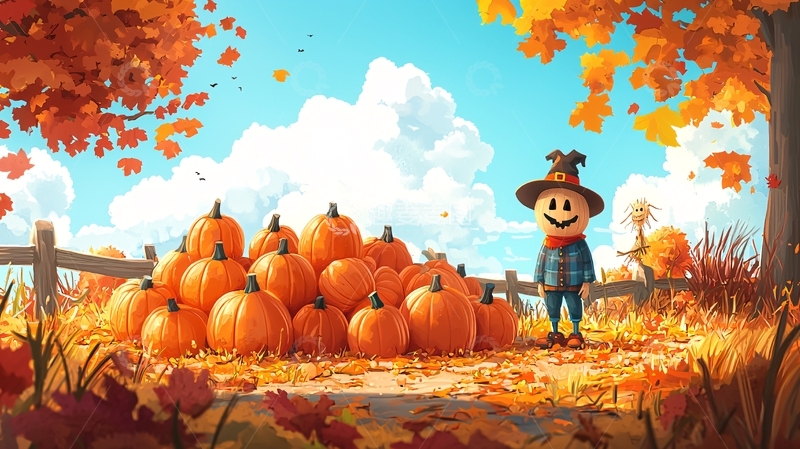 高清大图下载【趣麦麦图】秋日南瓜丰收场景