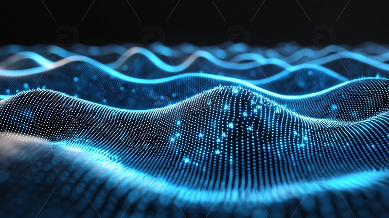 高清大图下载【趣麦麦图】蓝色科技感粒子波浪