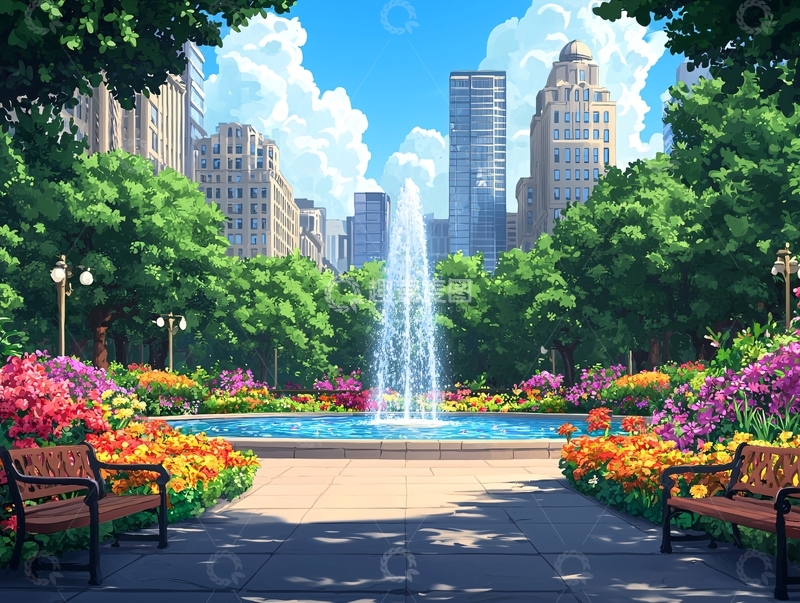 高清大图下载【趣麦麦图】阳光明媚的城市公园