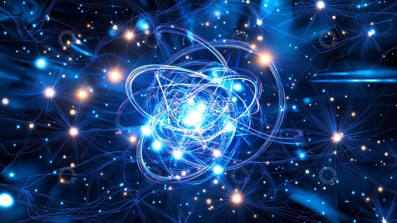 高清大图下载【趣麦麦图】蓝色能量原子结构