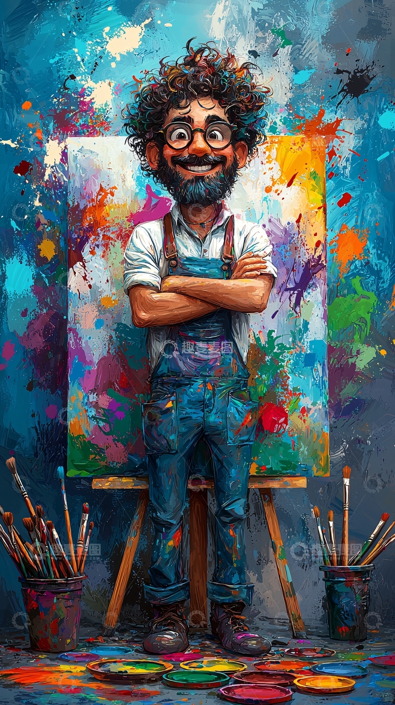 高清大图下载【趣麦麦图】快乐画家在创作