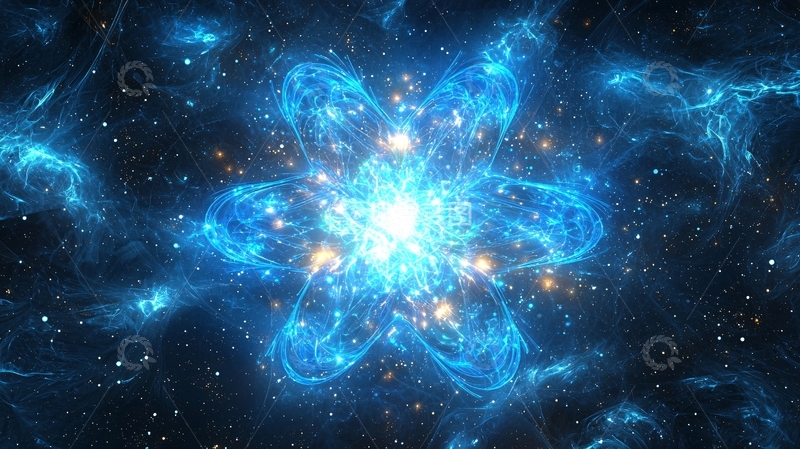 高清大图下载【趣麦麦图】蓝色能量原子结构