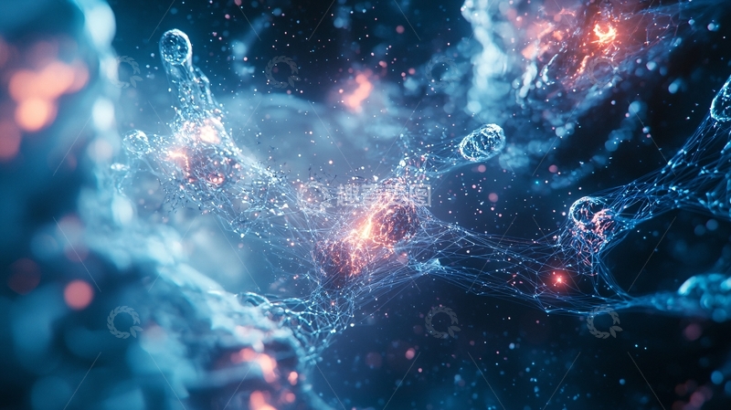 高清大图下载【趣麦麦图】蓝色和橙色能量粒子