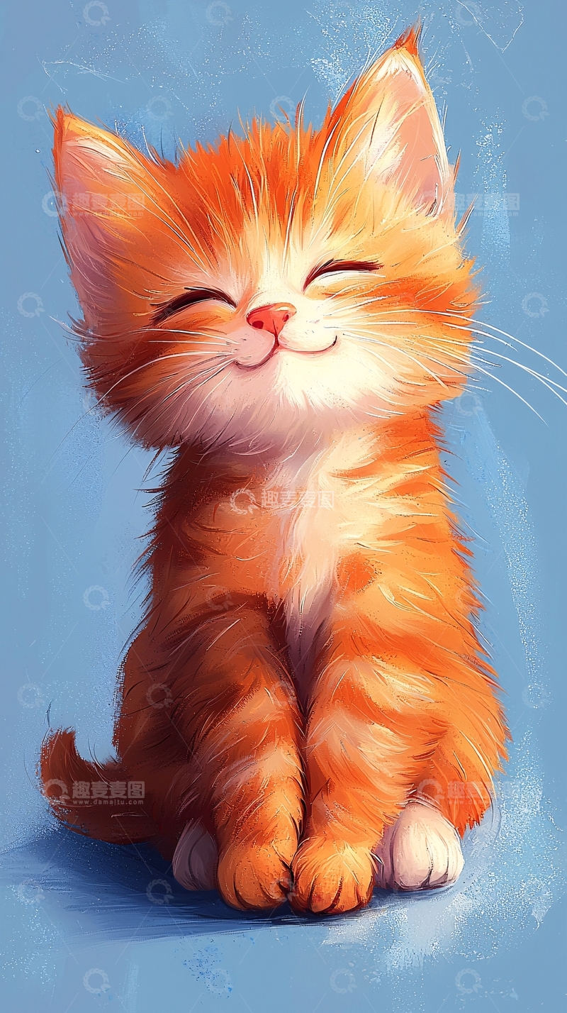 高清大图下载【趣麦麦图】幸福的橘猫