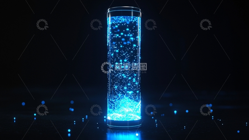 高清大图下载【趣麦麦图】蓝色发光玻璃杯