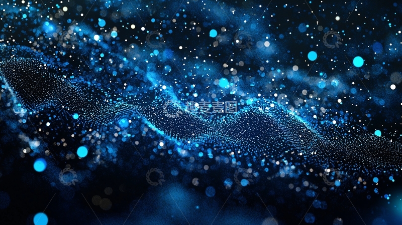 高清大图下载【趣麦麦图】深蓝色粒子波浪背景