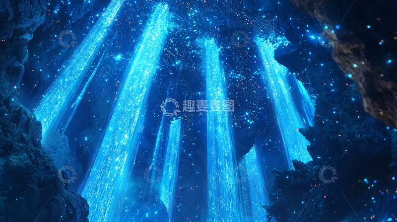 高清大图下载【趣麦麦图】蓝色荧光洞穴