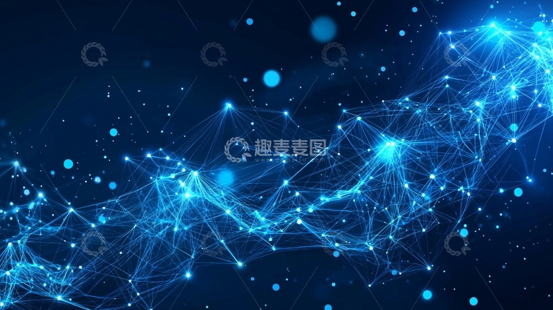 高清大图下载【趣麦麦图】蓝色科技感网络数据流