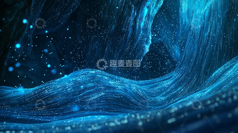 高清大图下载【趣麦麦图】深蓝光效流体质感背景