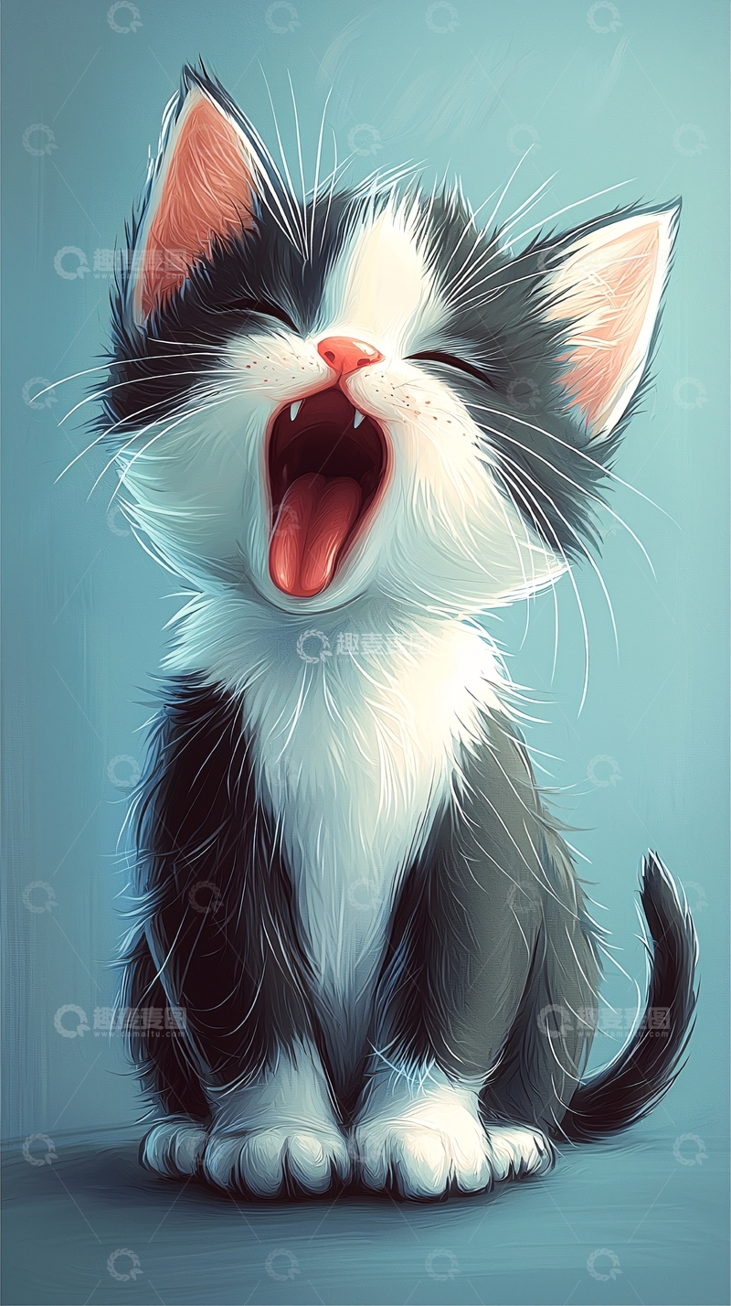 高清大图下载【趣麦麦图】可爱的小猫张大嘴