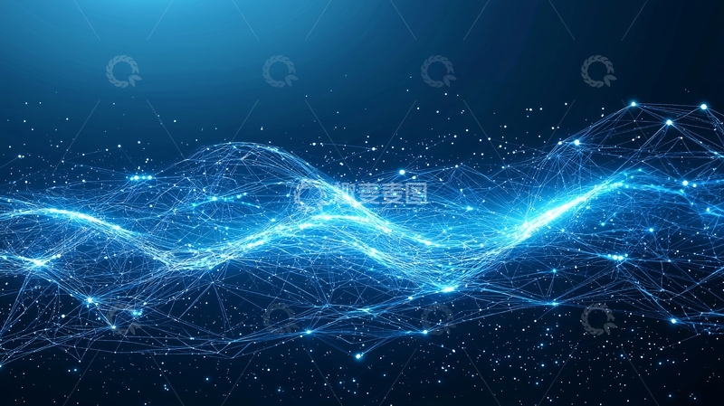 高清大图下载【趣麦麦图】蓝色科技感数据流