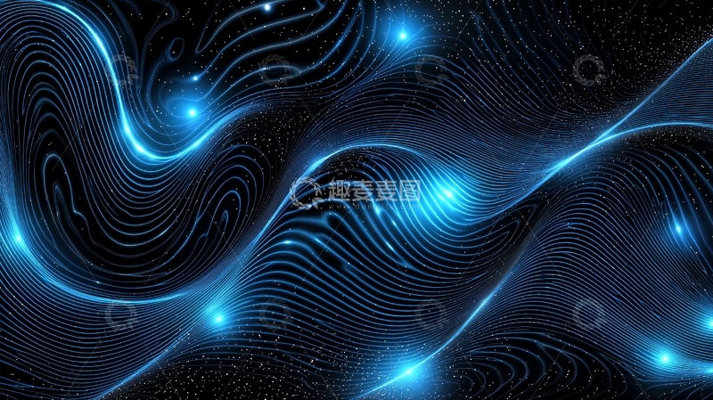 高清大图下载【趣麦麦图】蓝色光线波浪背景
