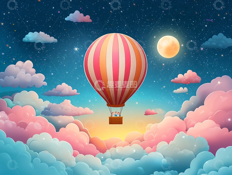 高清大图下载【趣麦麦图】卡通热气球